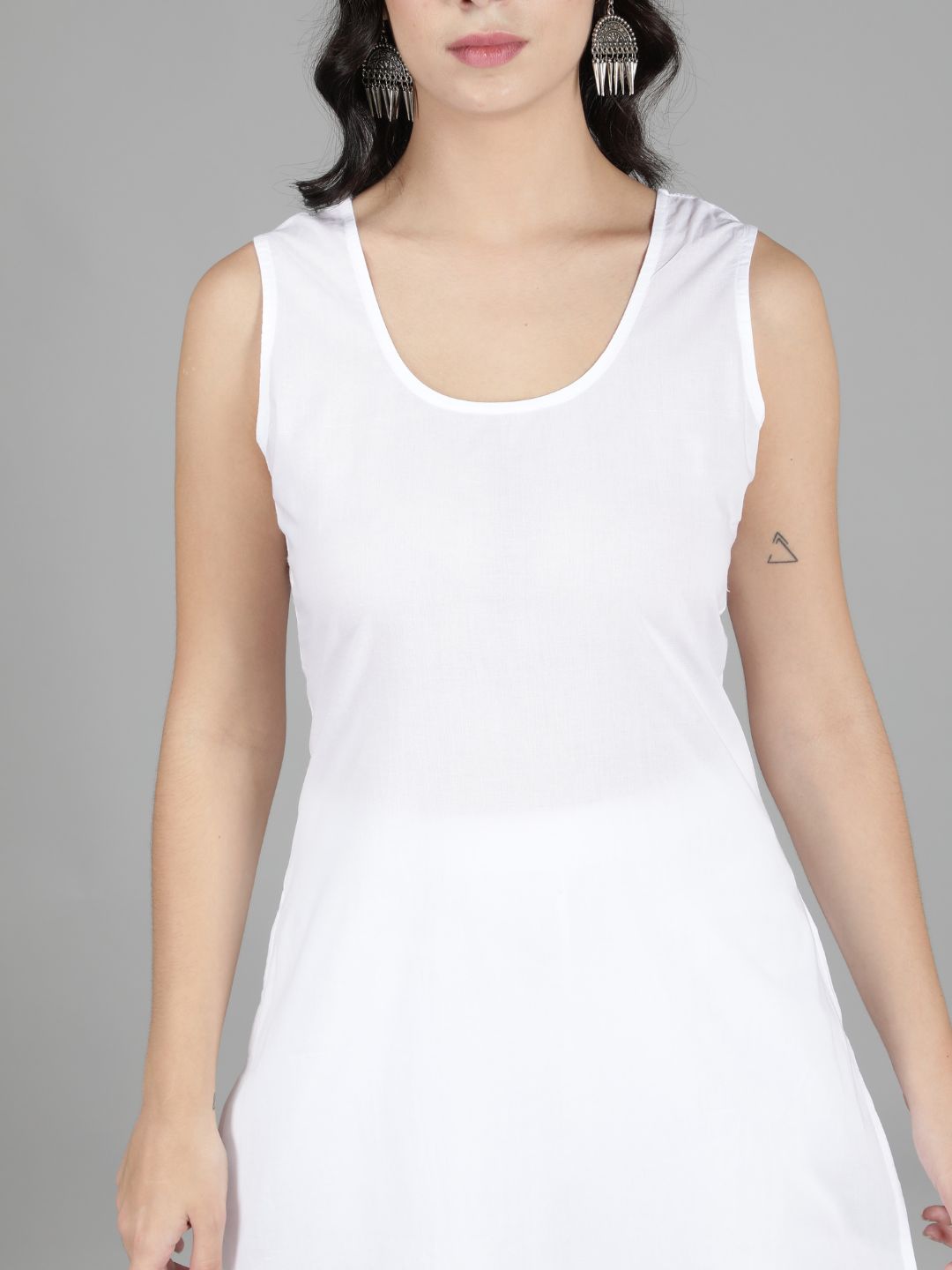 White Cotton Long Slip for Chikankari Kurta