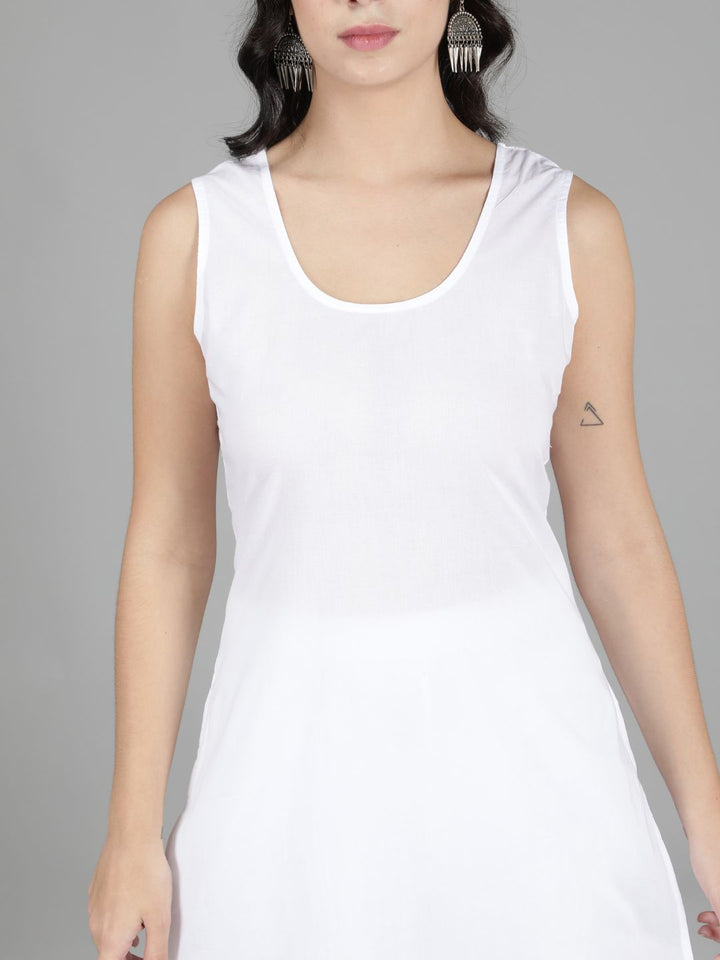 White Cotton Long Slip for Chikankari Kurta