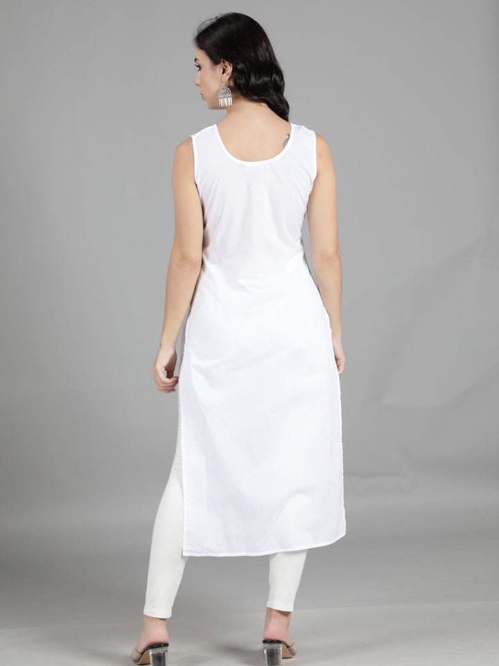 White Cotton Long Slip for Chikankari Kurta