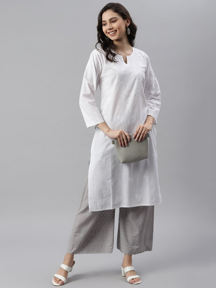 White-Cotton-Lucknowi-Chikan-Kurta
