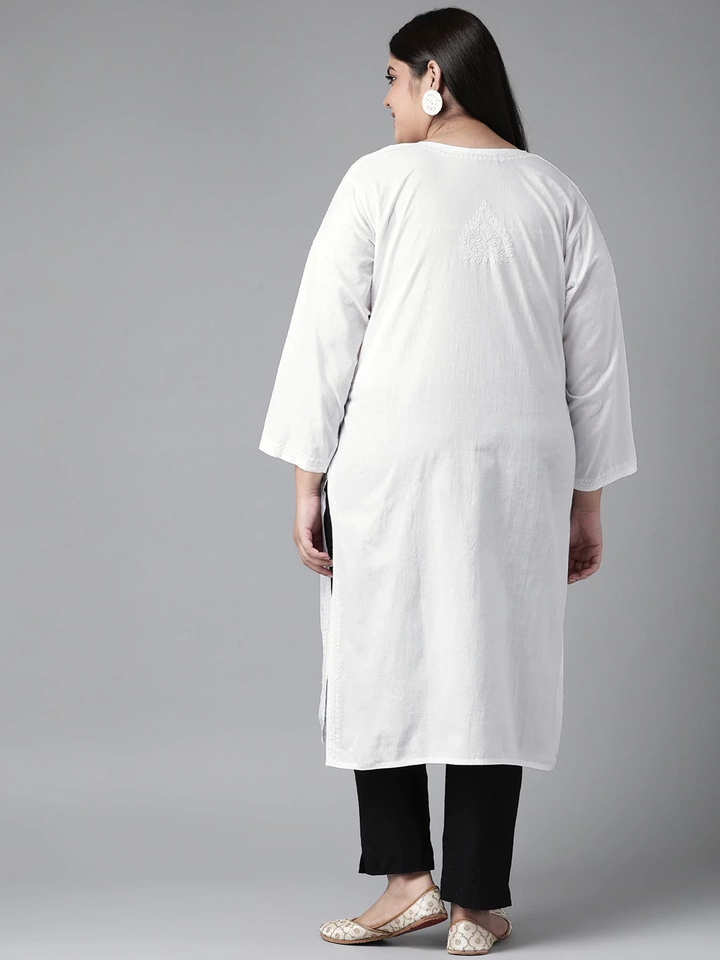 White-Cotton-Lucknowi-Chikan-Kurta