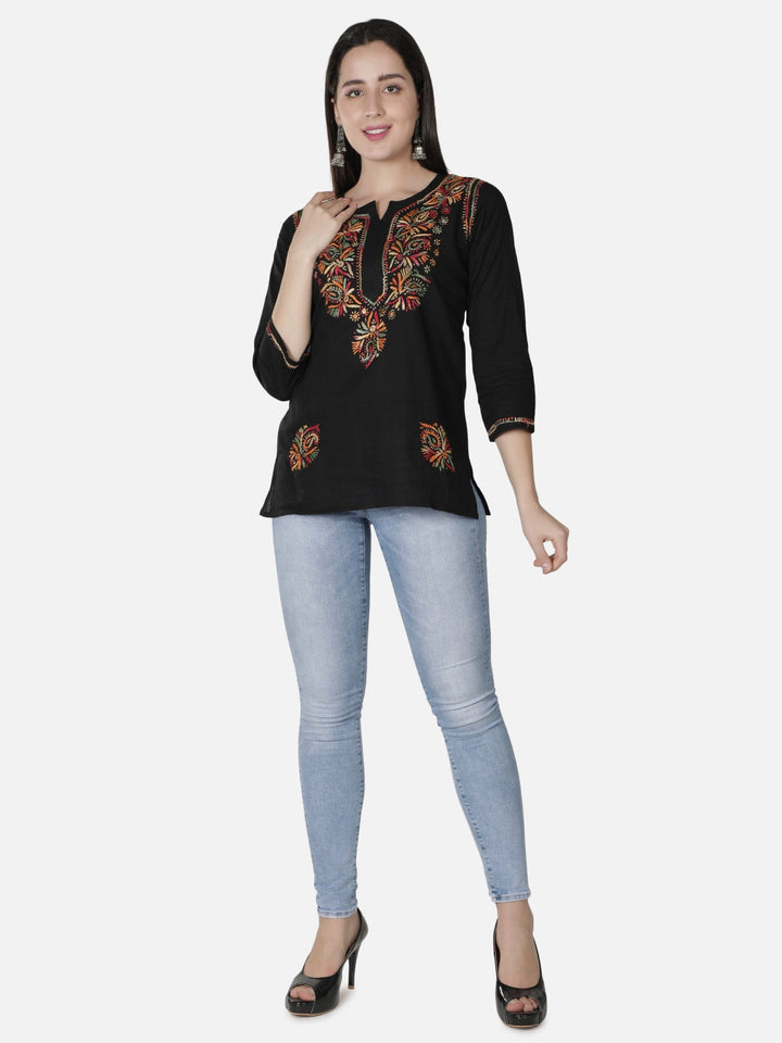 White-Cotton-Lucknowi-Chikankari-Short-Top