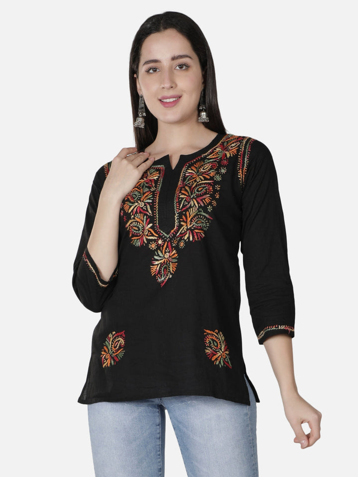 White-Cotton-Lucknowi-Chikankari-Short-Top