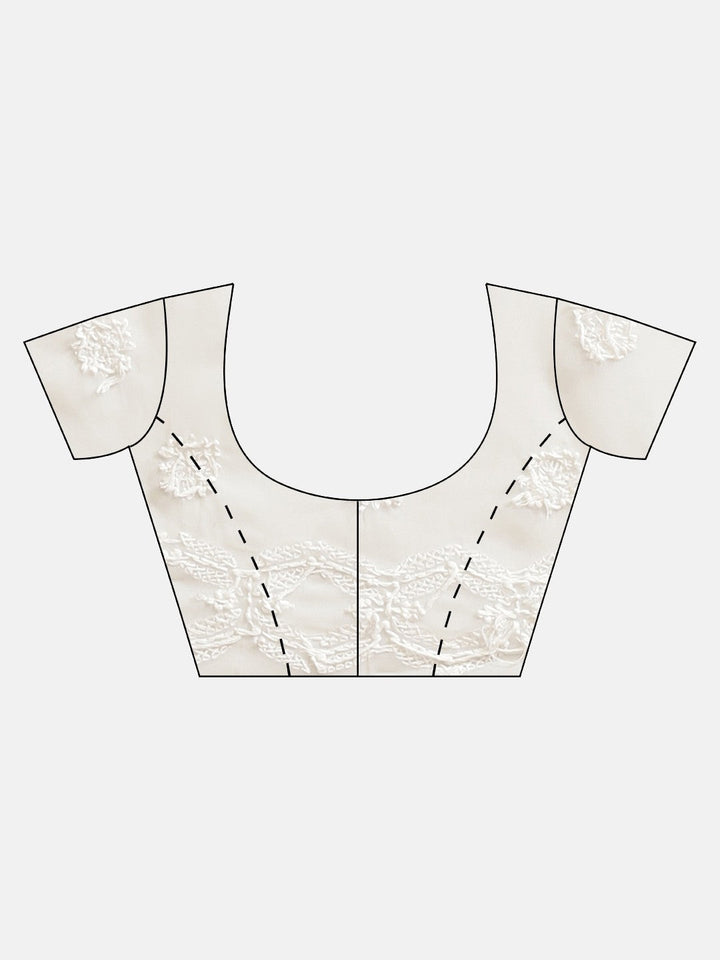 White-Embroidered-Chikan-Saree-With-Blouse