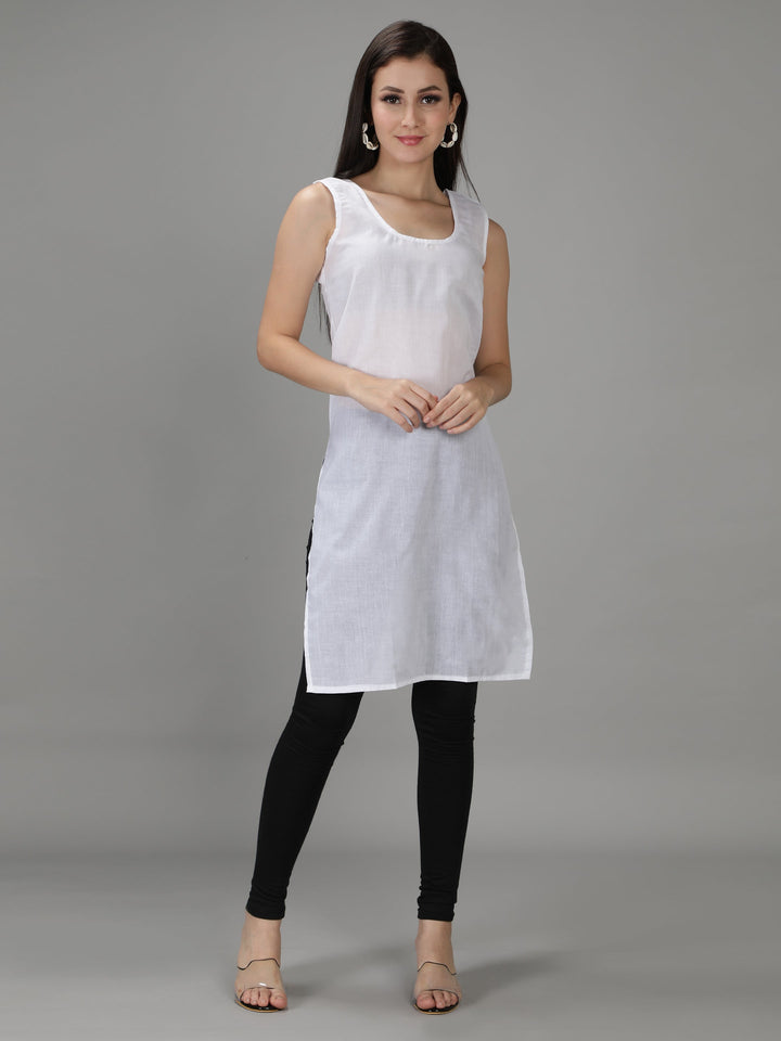 White Georgette Chikan Kurta & Inner Slip