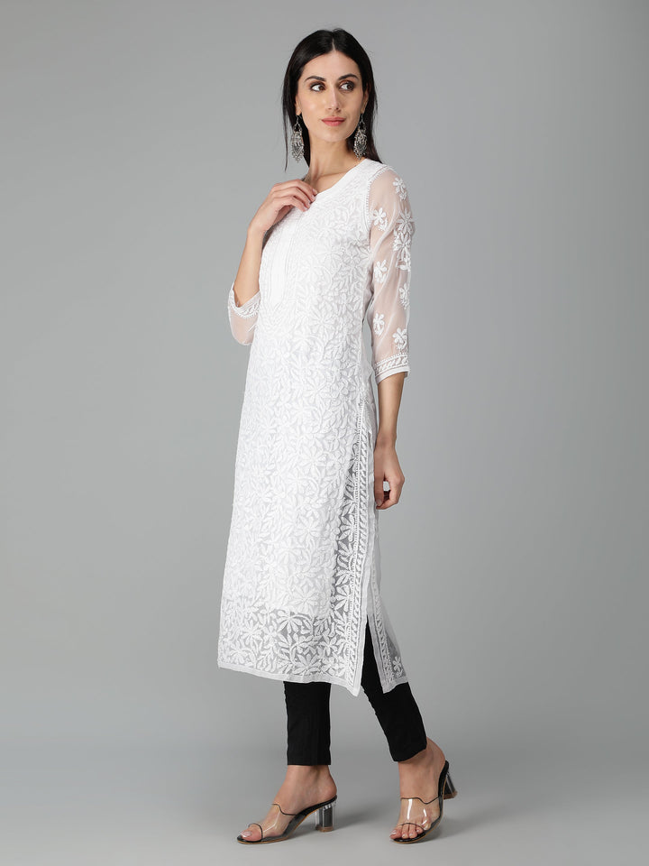 White-Georgette-Chikankari-Kurta-with-Slip