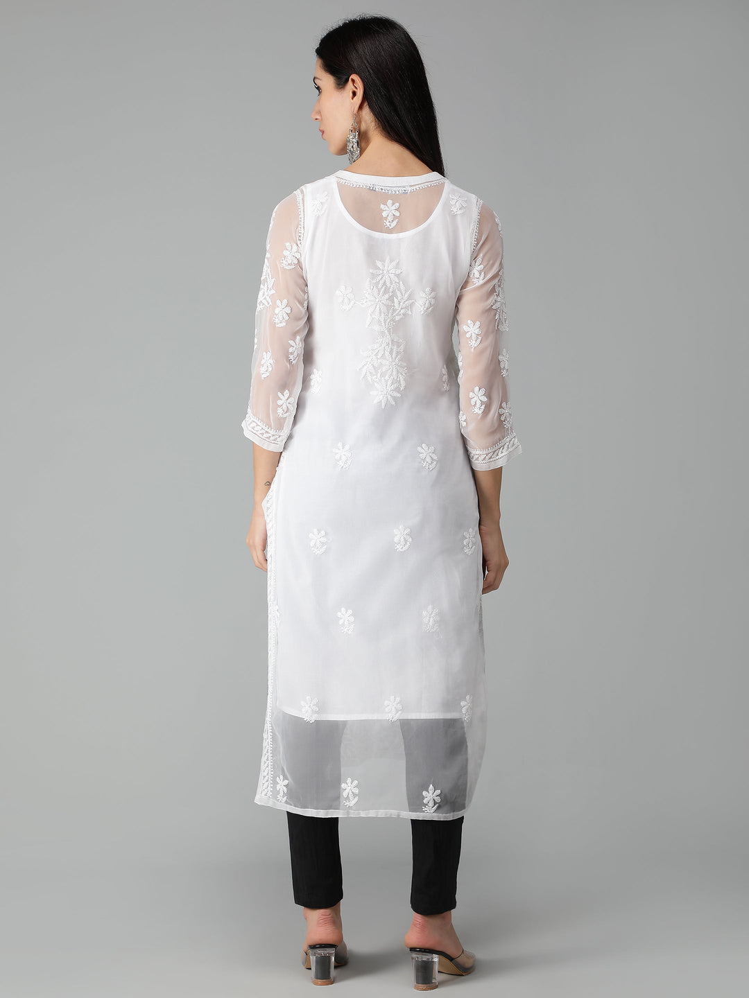 White-Georgette-Chikankari-Kurta-with-Slip
