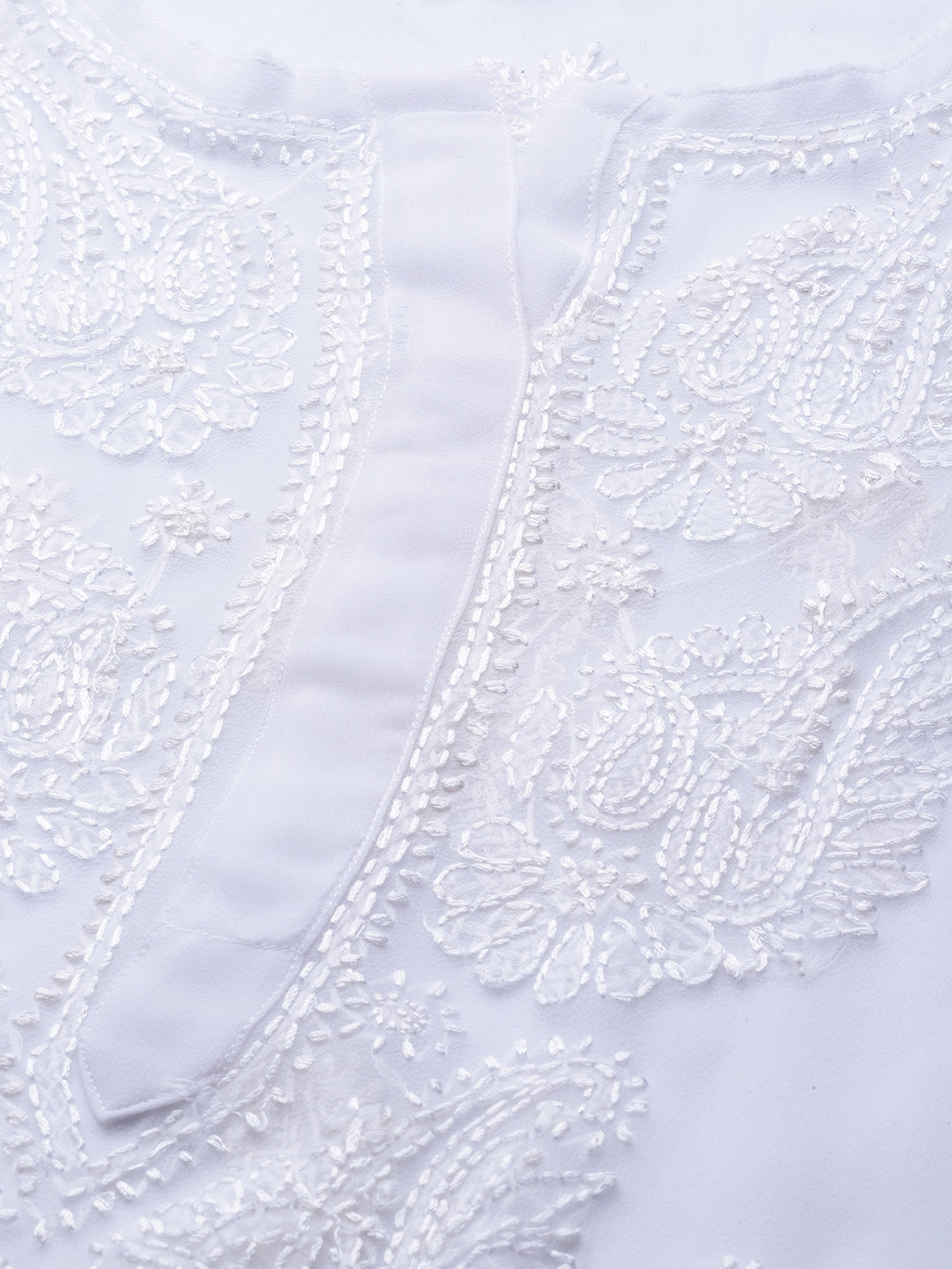 White-Georgette-Lucknow-Chikan-Kurta-Set