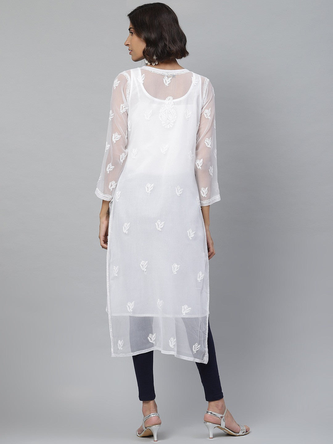 White-Georgette-Lucknowi-Chikan-Kurta