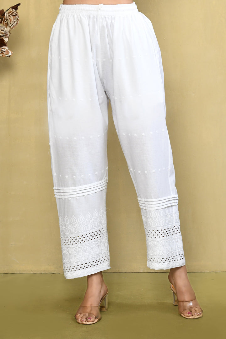 ZERESOUQ-White-Straight-Pant-With-Embroidered-Schiffli-Cutwork