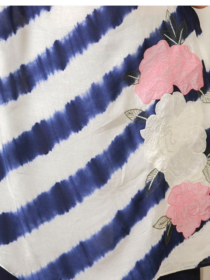 White-&-Blue-Silk-Leheriya-Kaftan-&-Pallazo