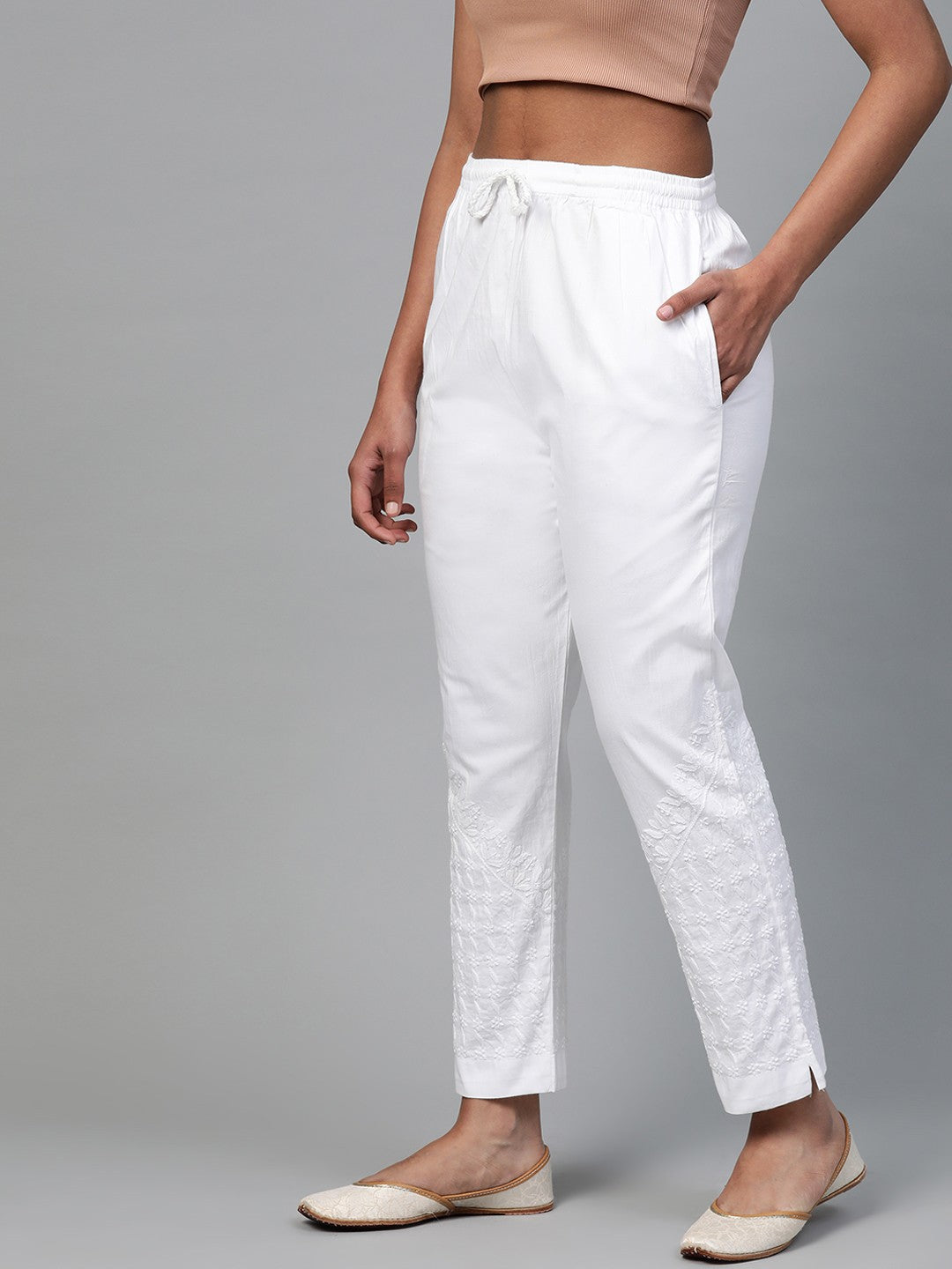 White-Cotton-Lucknow-Chikan-Palazzo