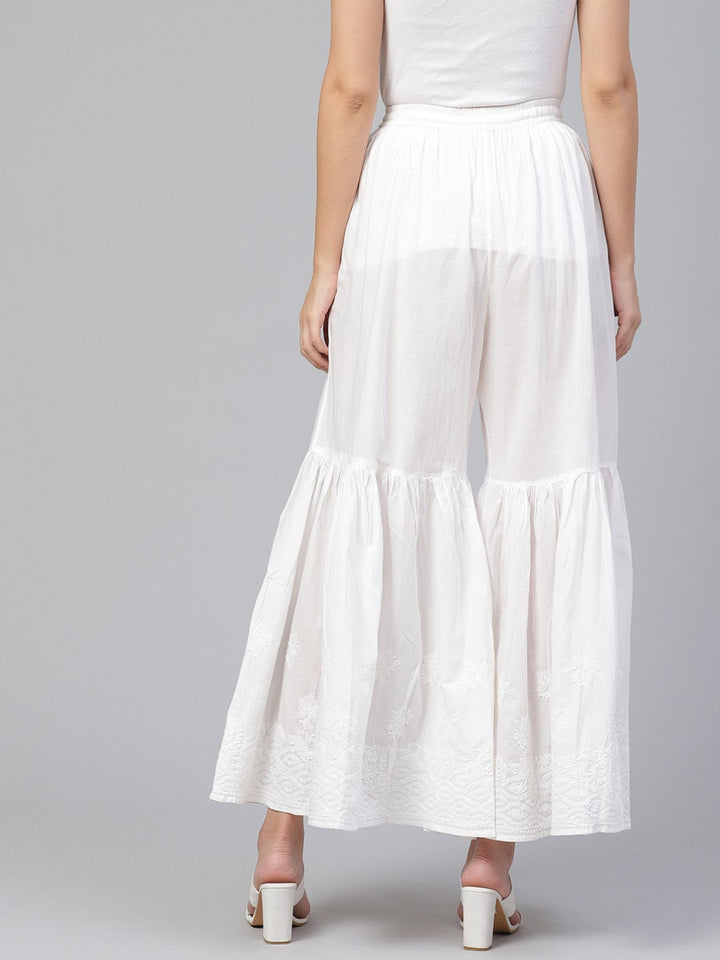 White-Cotton-Lucknow-Chikan-Sharara