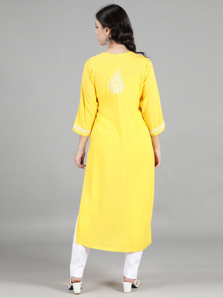 Yellow-Lucknowi-Chikankari-Cotton-Kurta-Set