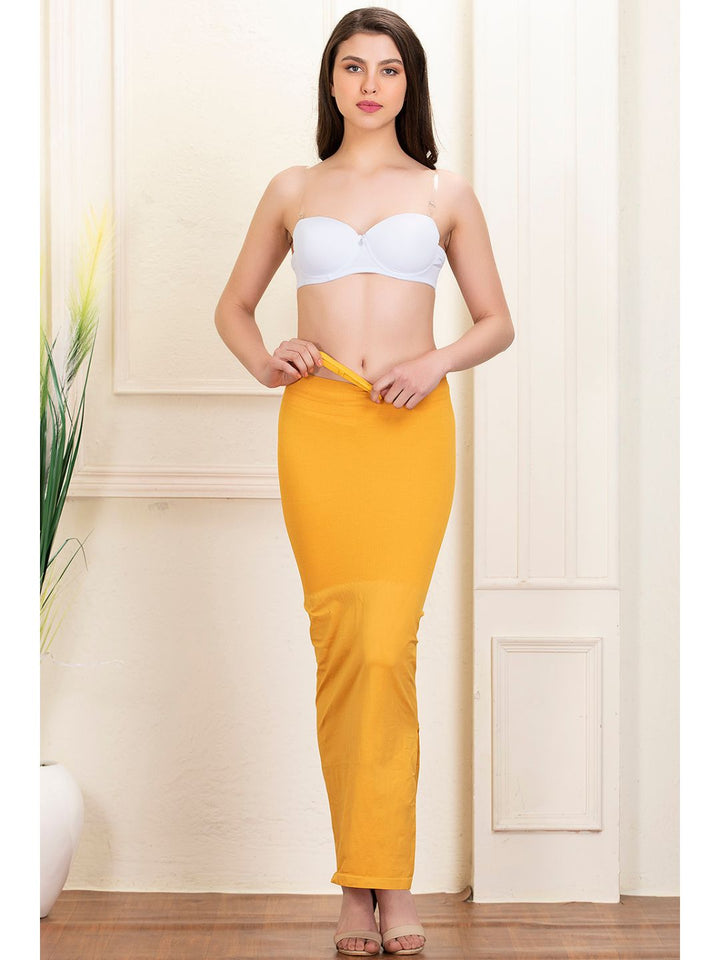 Yellow Spandex Saree Shapewear with Drawstring