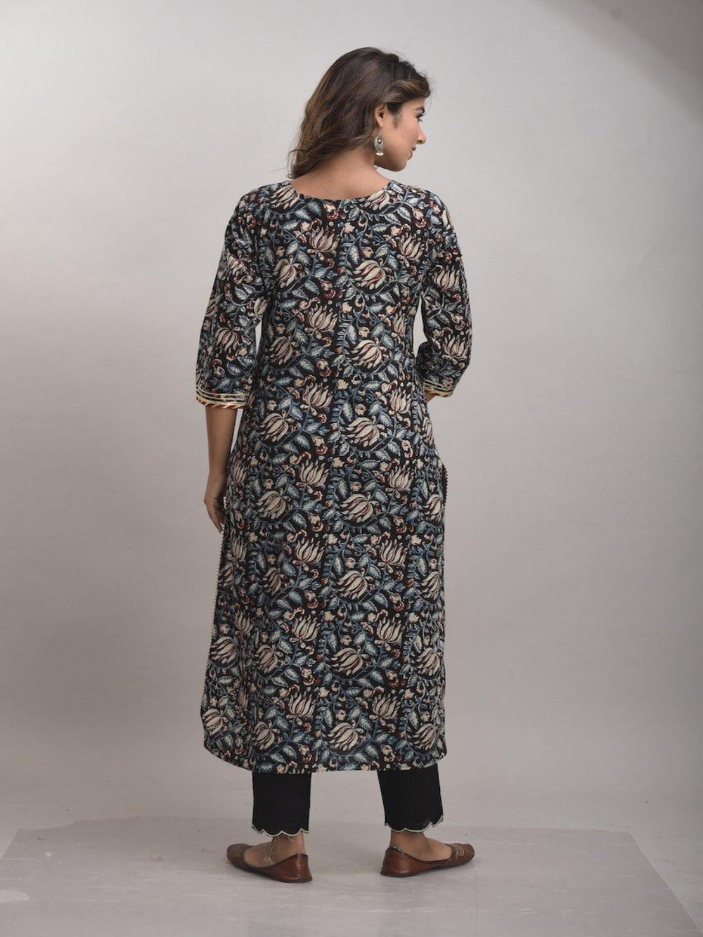 Mid-Night Black Kurta Pant Set Plus