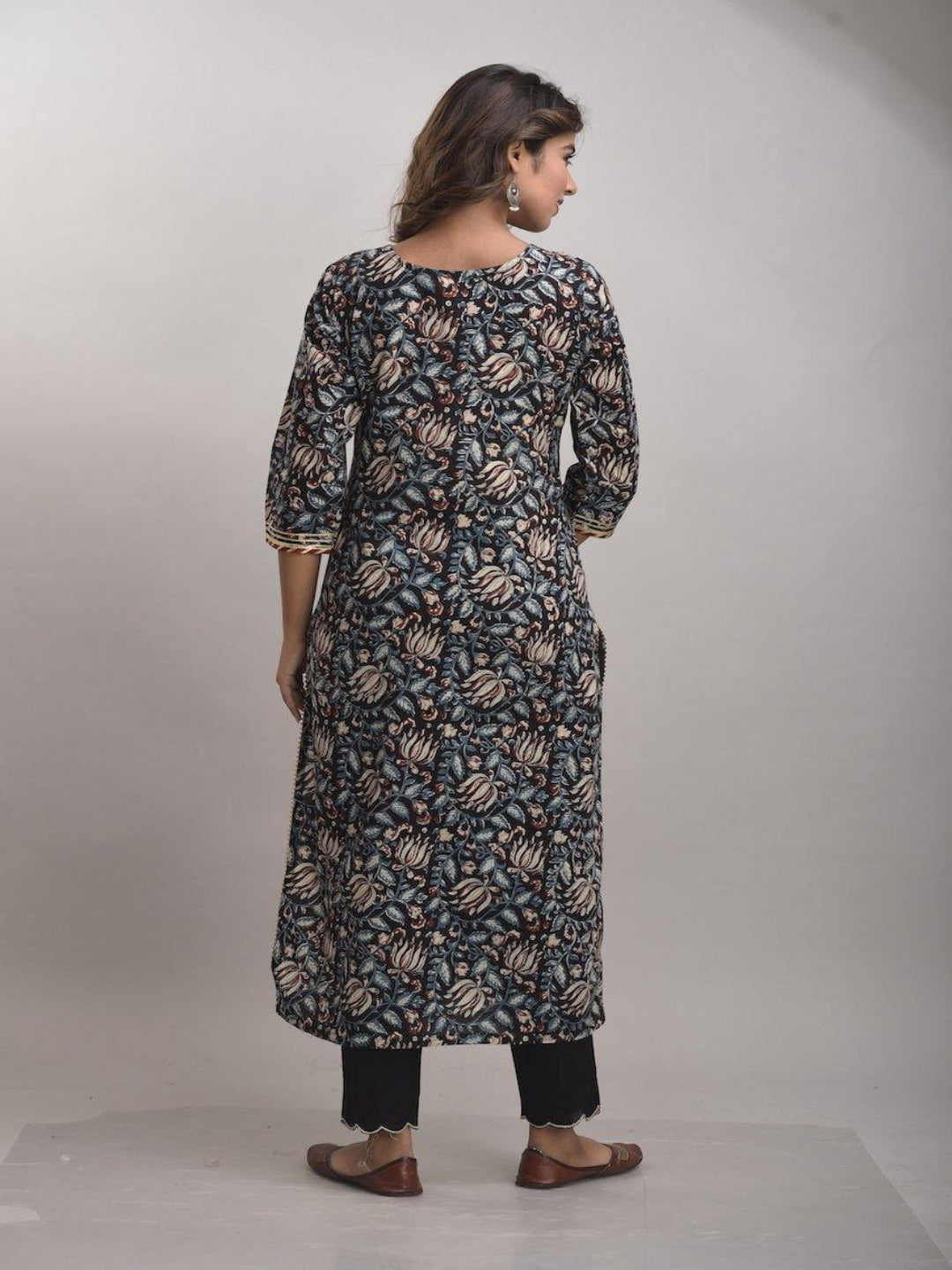 Mid-Night Black Kurta Pant Set Plus
