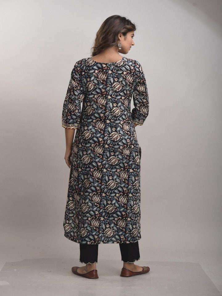 Mid-Night Black Kurta Pant Set Plus