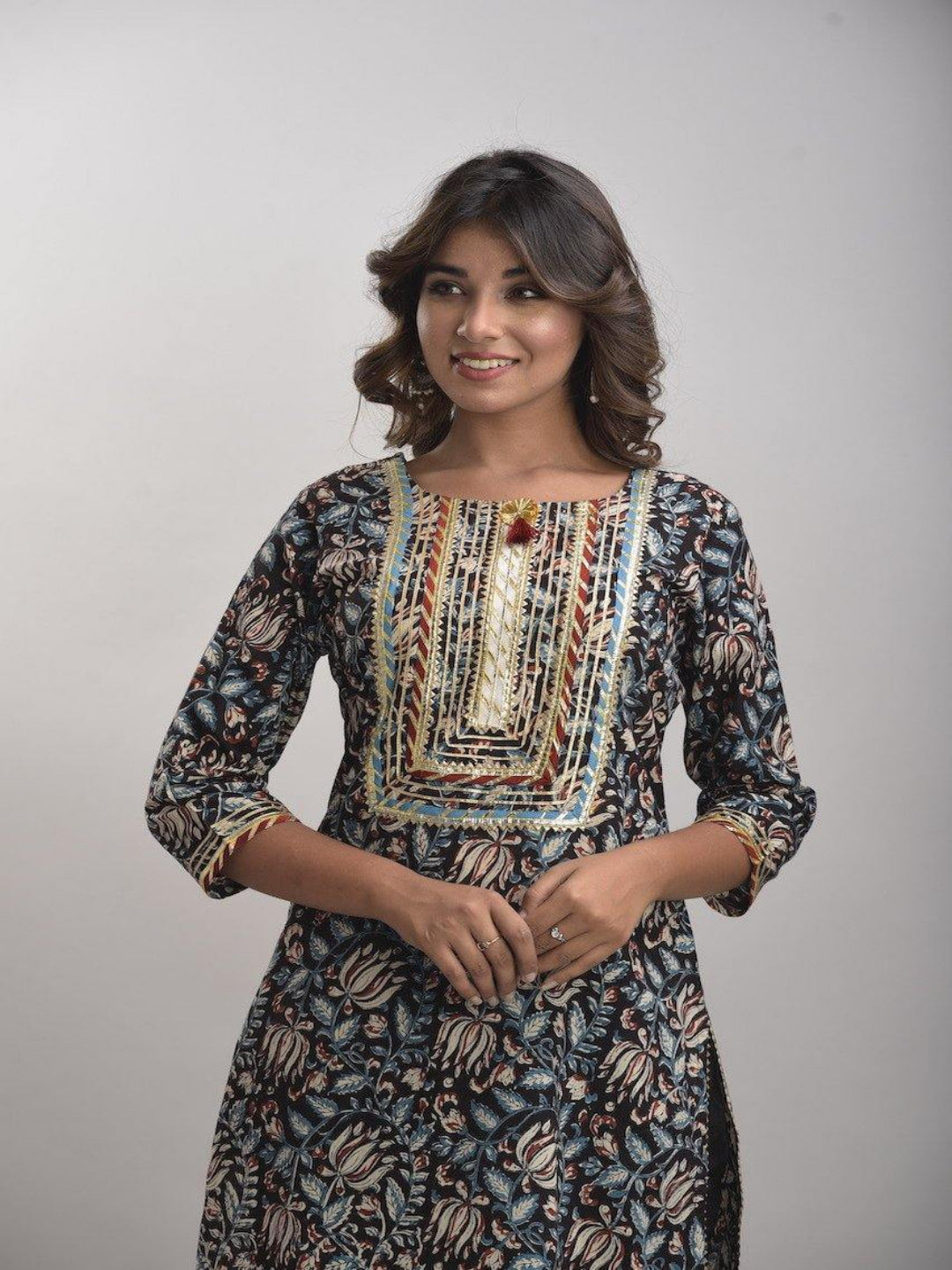 Mid-Night Black Kurta Pant Set Plus