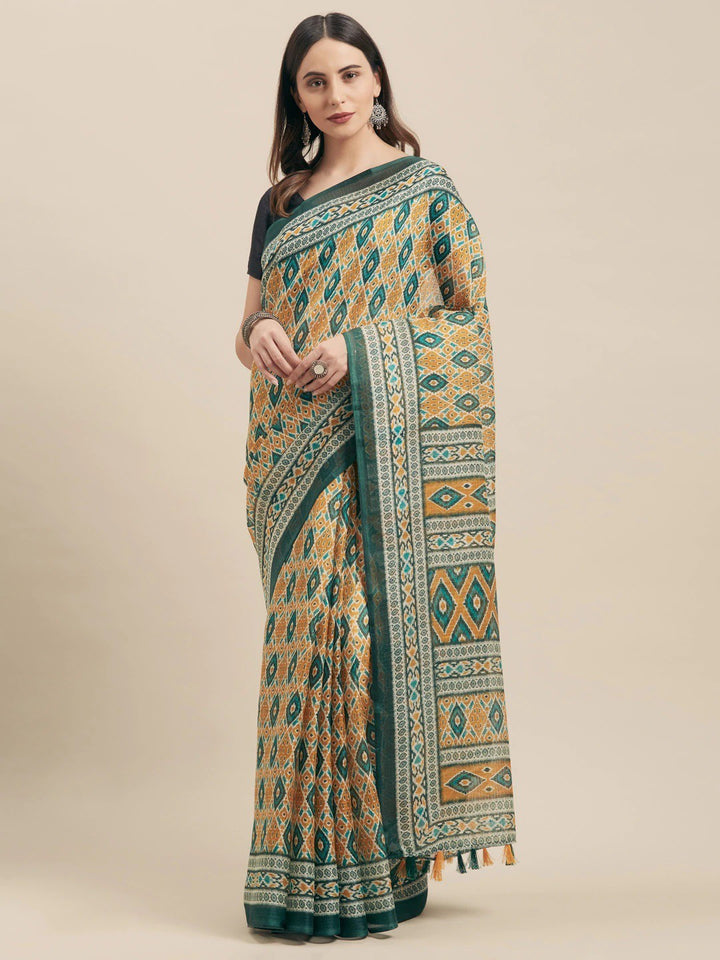 ZERESOUQ-Green-Art-Silk-Printed-Classy-Saree