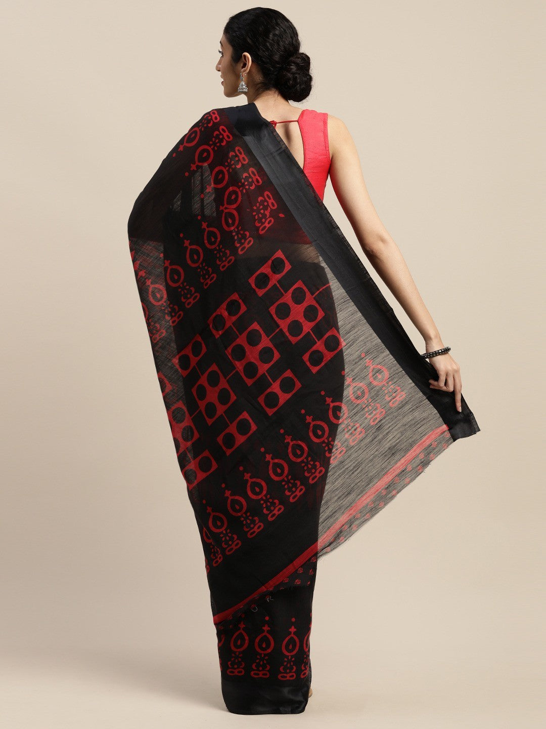 ZERESOUQ-Red-Art-Silk-Printed-Classy-Saree