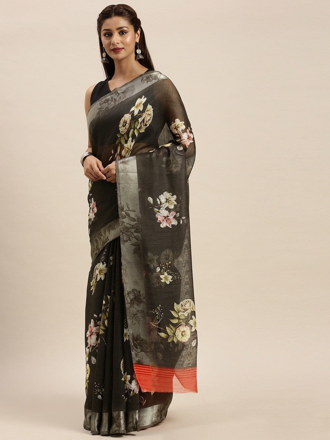 ZERESOUQ-Black-Art-Silk-Printed-Classy-Saree