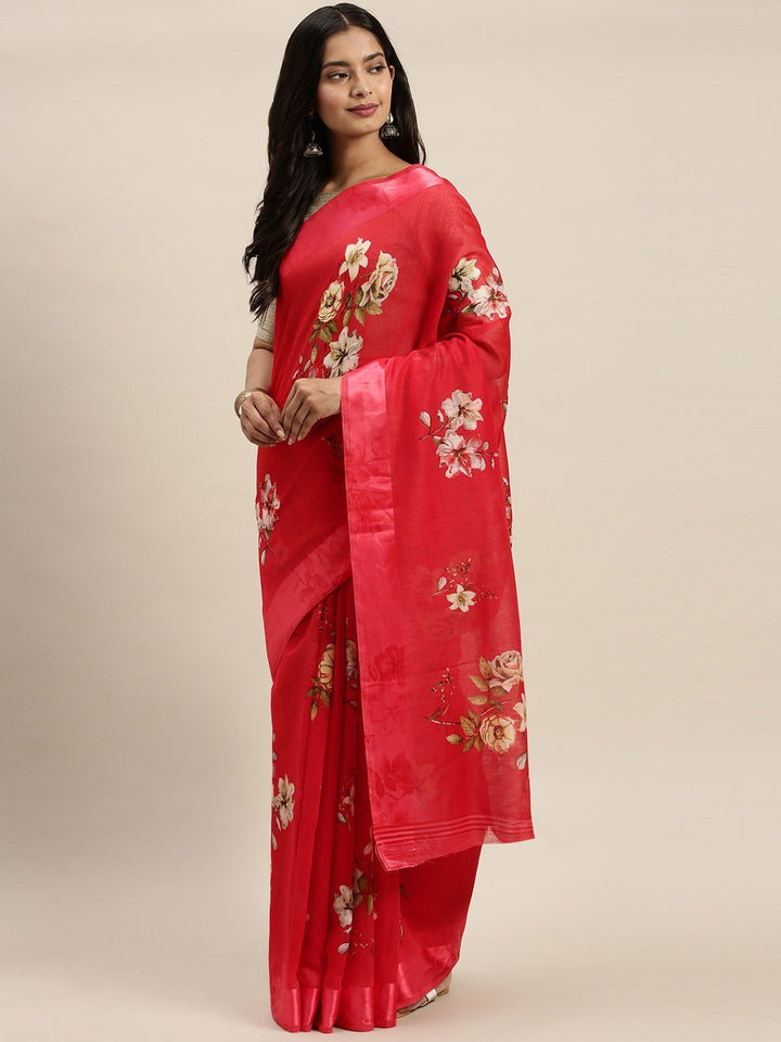 ZERESOUQ-Red-Art-Silk-Printed-Classy-Saree