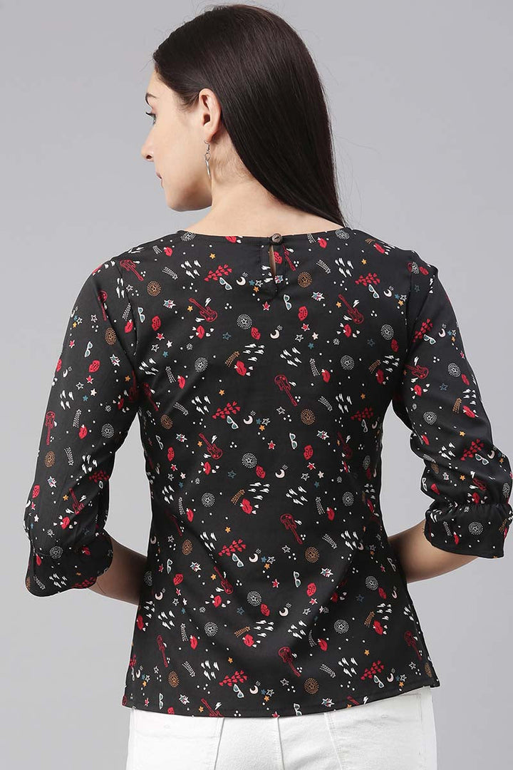 ZERESOUQ-Black-Crepe-Conversational-Printed-Crop-Top