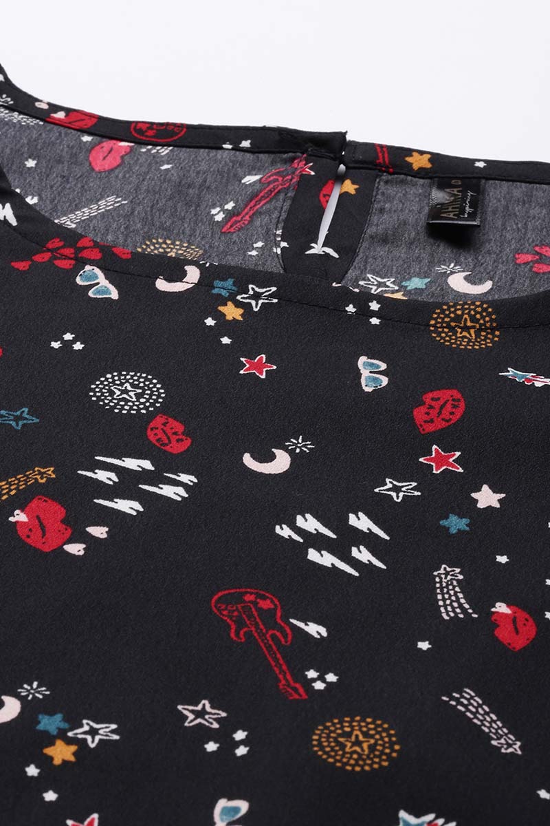 ZERESOUQ-Black-Crepe-Conversational-Printed-Crop-Top