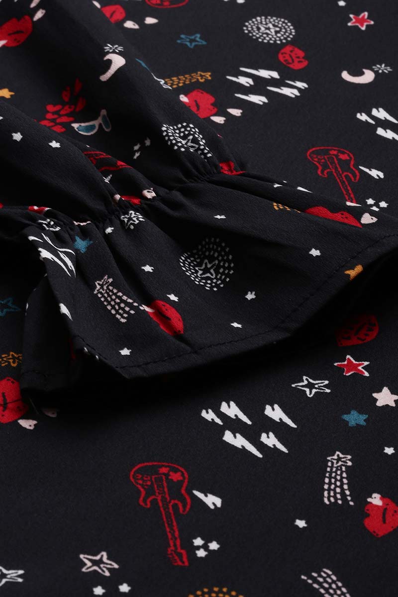 ZERESOUQ-Black-Crepe-Conversational-Printed-Crop-Top