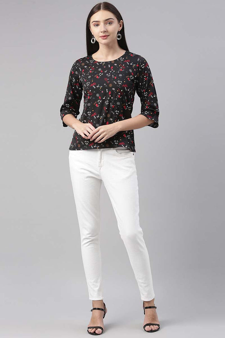 ZERESOUQ-Black-Crepe-Conversational-Printed-Crop-Top