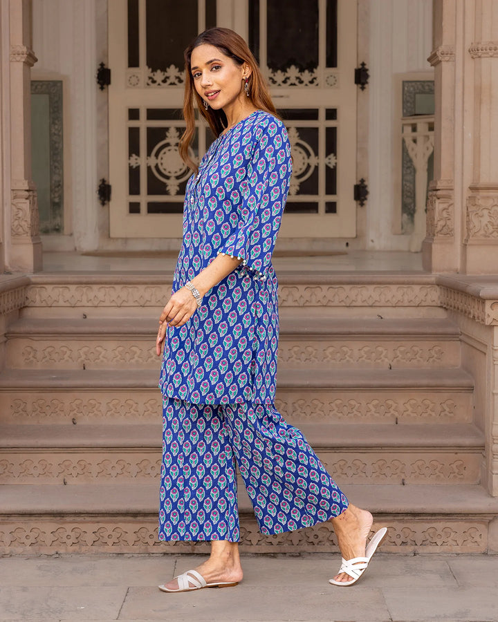 Blue-Cotton-Printed-Straight-2-Piece-Kurta-Set