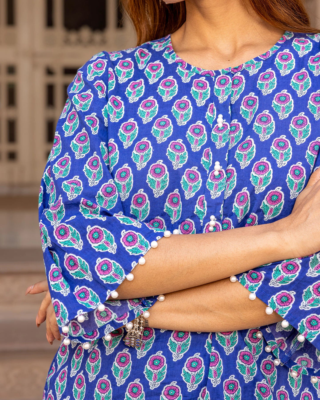 Blue-Cotton-Printed-Straight-2-Piece-Kurta-Set