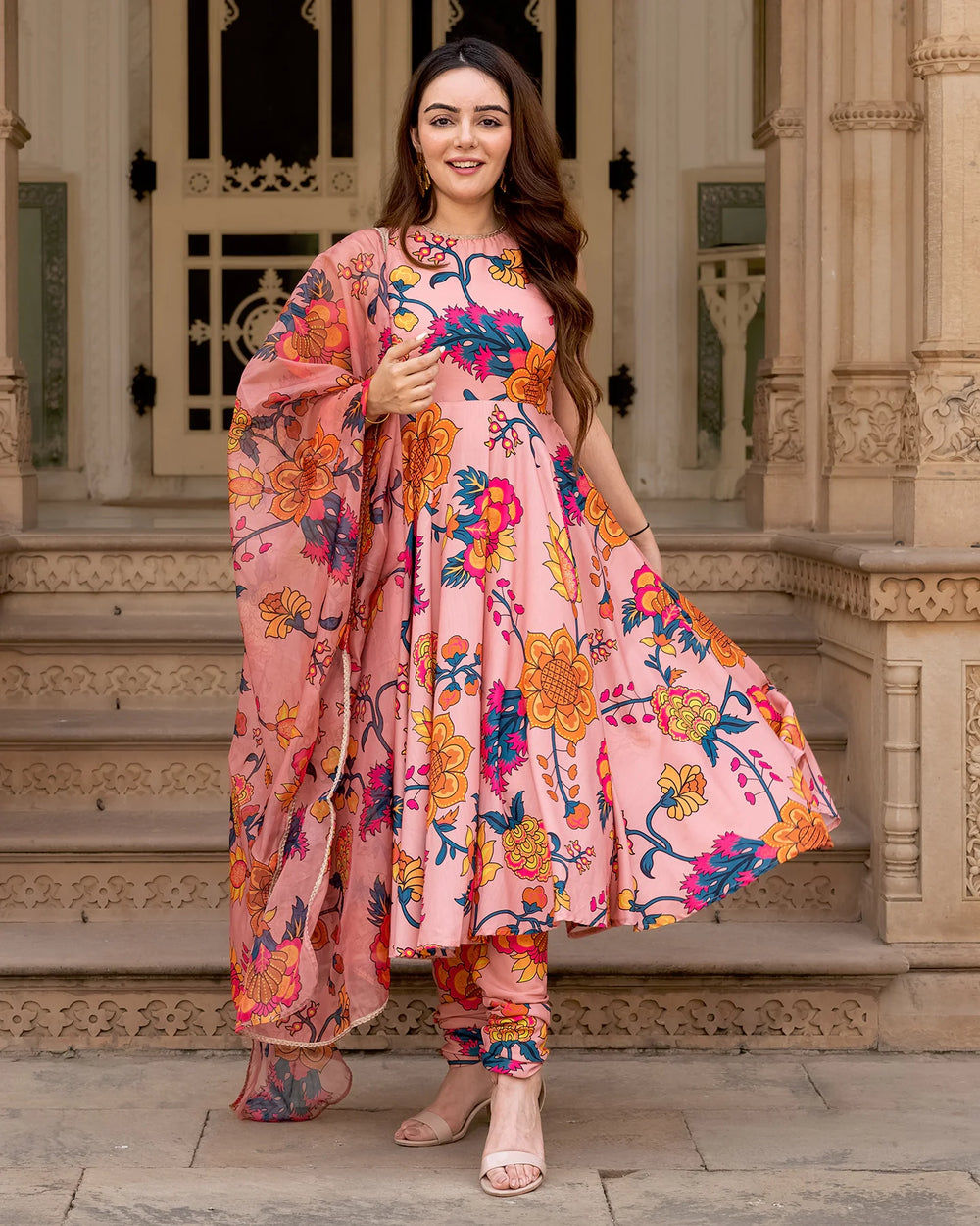 Pink-Muslin-Blush-Blossom-3-Piece-Anarkali-Set