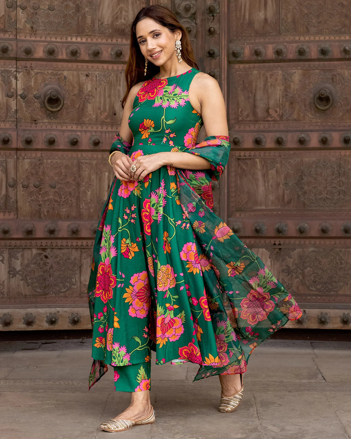 Sage-Green-Muslin-Florian-Umbrella-3-Piece-Kurta-Set