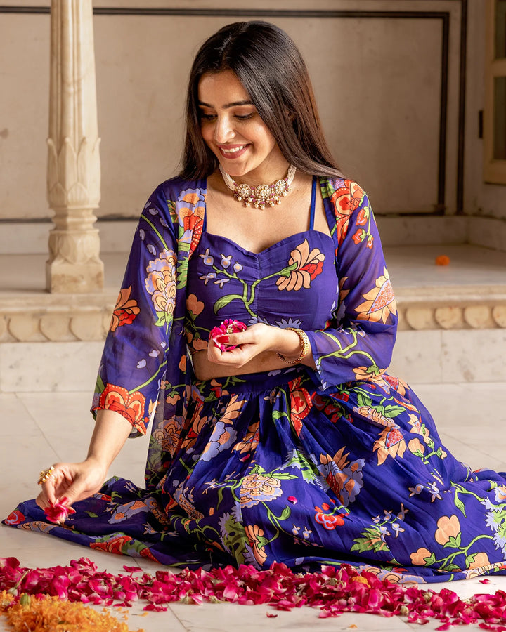 Blue-Georgette-Florian-Jacket-3-Piece-Lehenga-Set