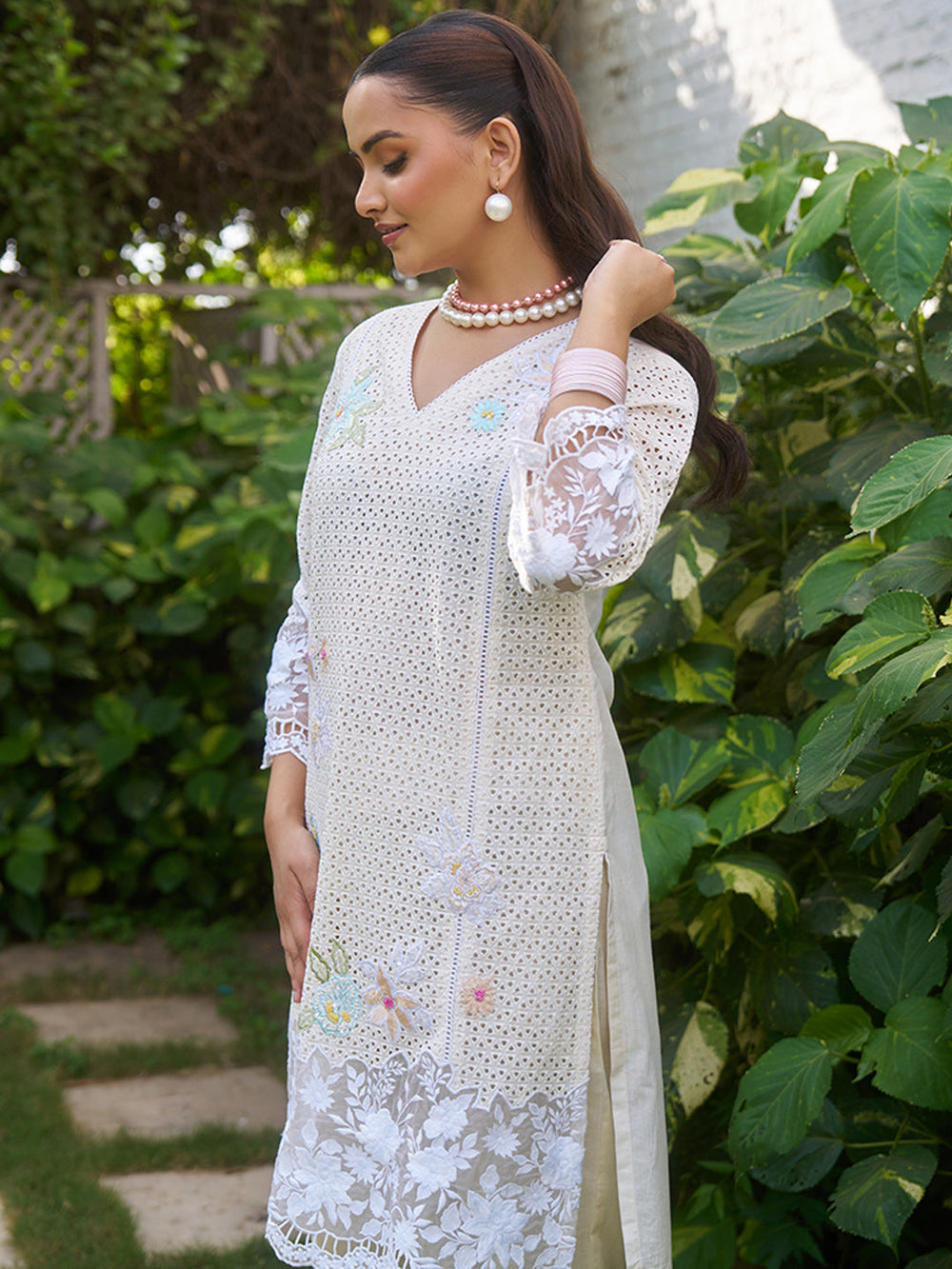 Yellow-Cotton-Schiffli-Embroidered-2-Piece-Kurta-Set