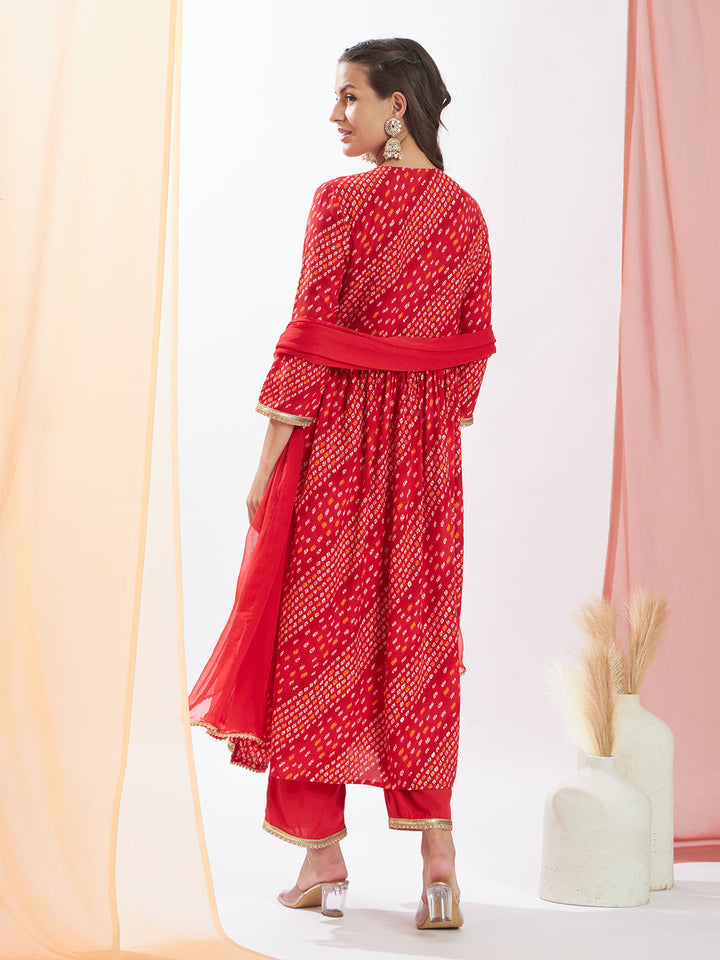 Red-Cotton-Blend-Bandhani-Printed-3-Piece-Kurta-Set