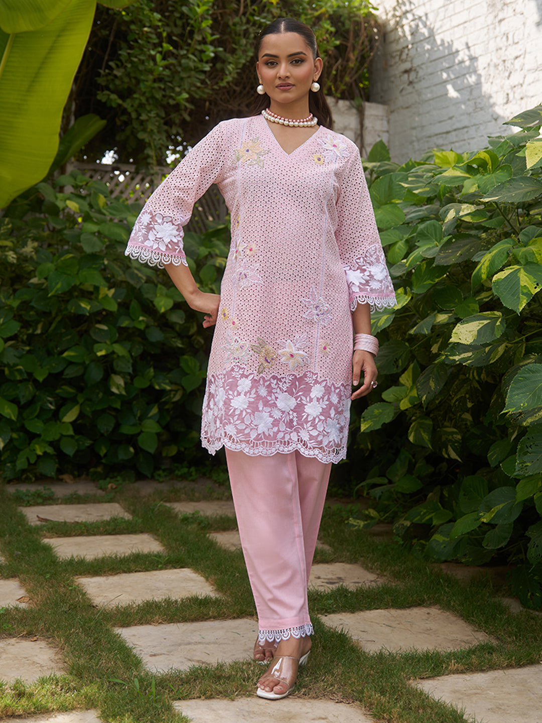 Pink-Cotton-Schiffli-Embroidered-2-Piece-Kurta-Set