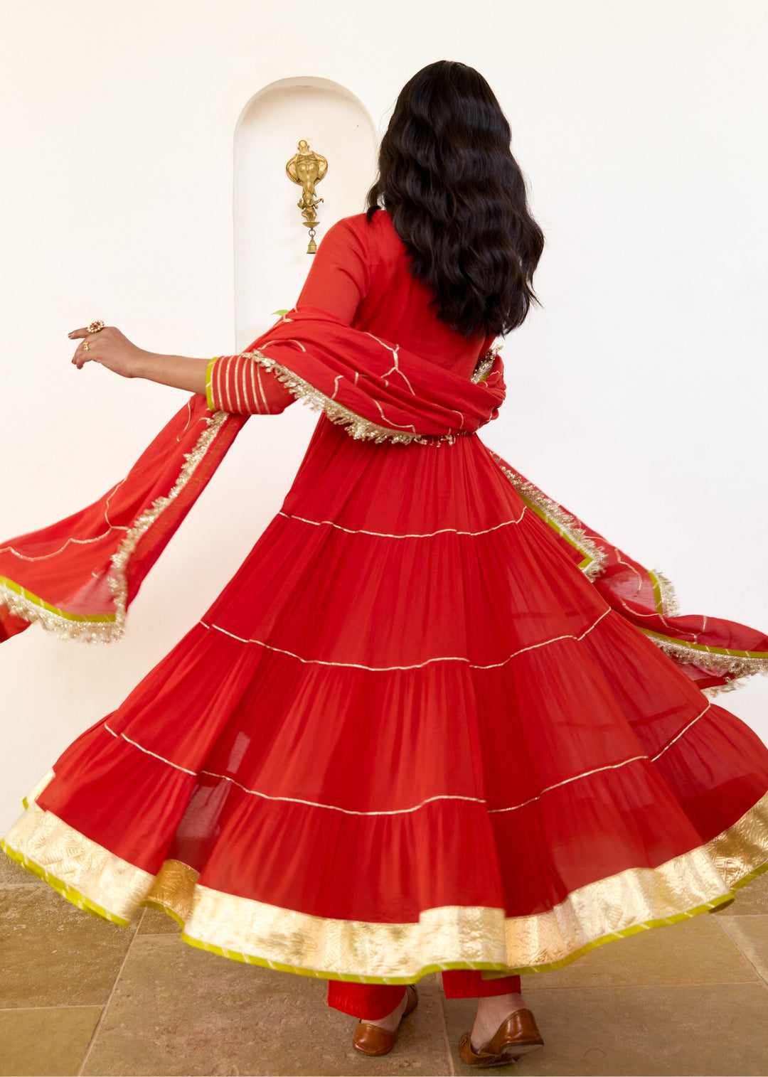 Kesar-Orange-Mulmul-Gathered-Anarkali-Set