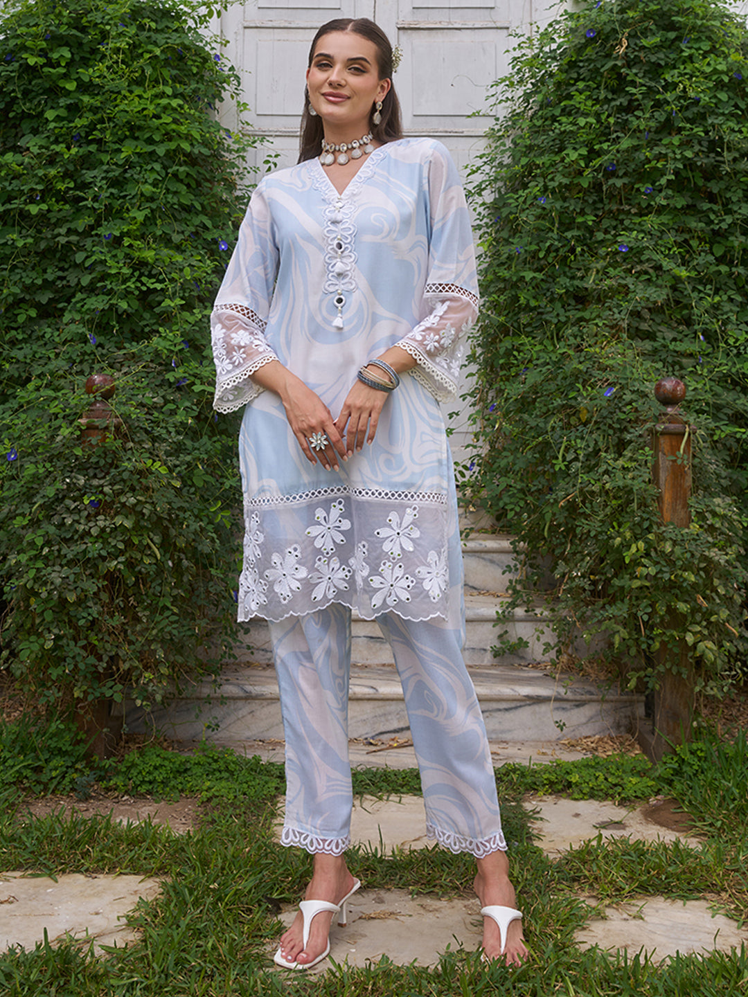 Blue-Cotton-Marble-Printed-Co-Ord-Set