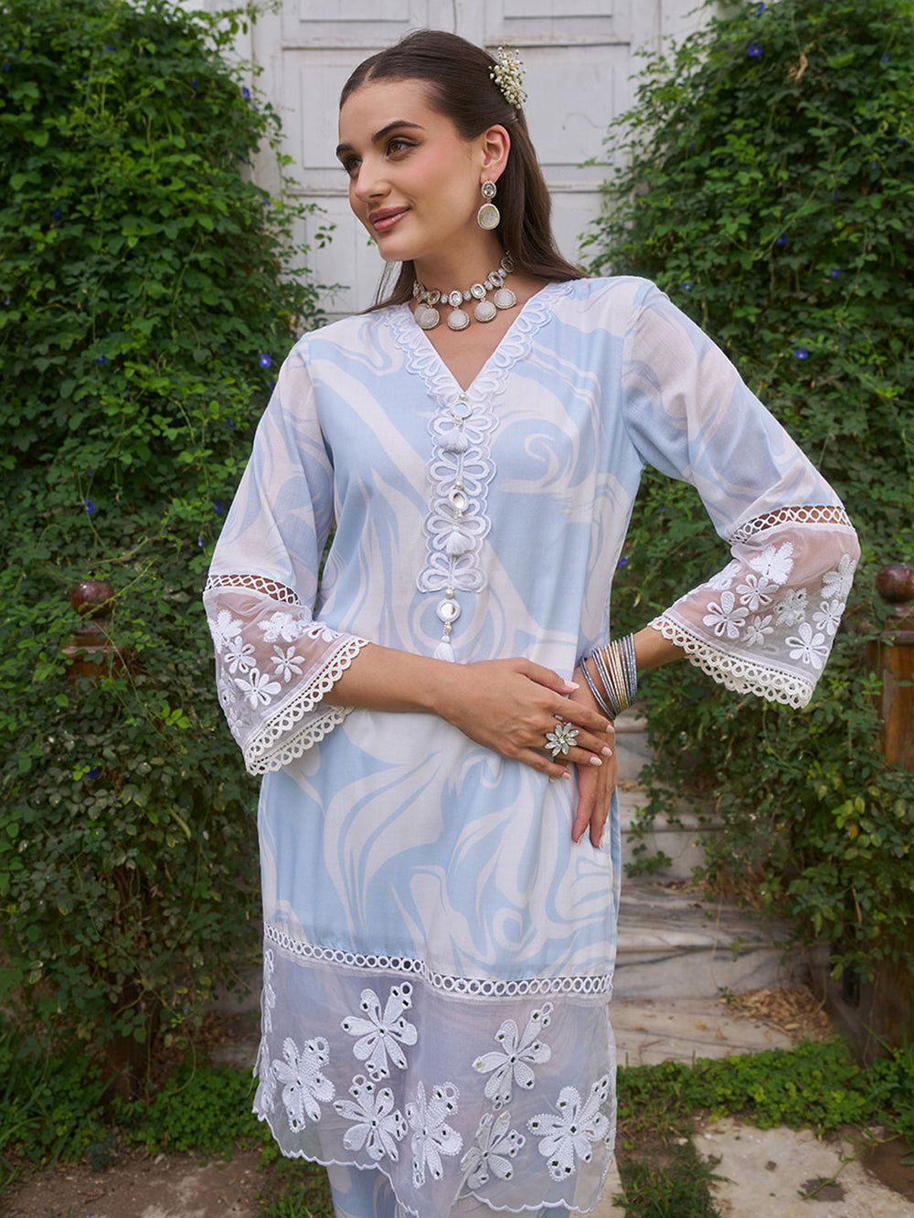Blue-Cotton-Marble-Printed-Co-Ord-Set