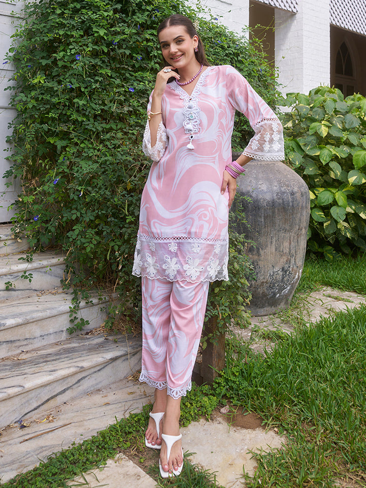 Pink-Cotton-Marble-Printed-Co-Ord-Set