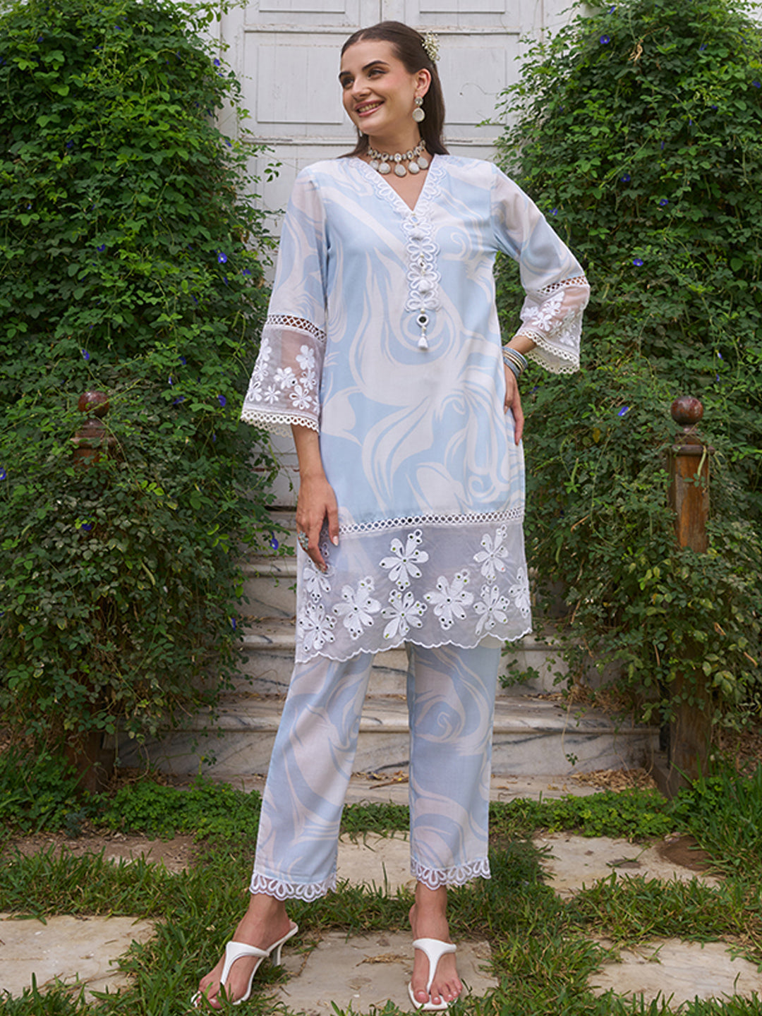 Blue-Cotton-Marble-Printed-Co-Ord-Set