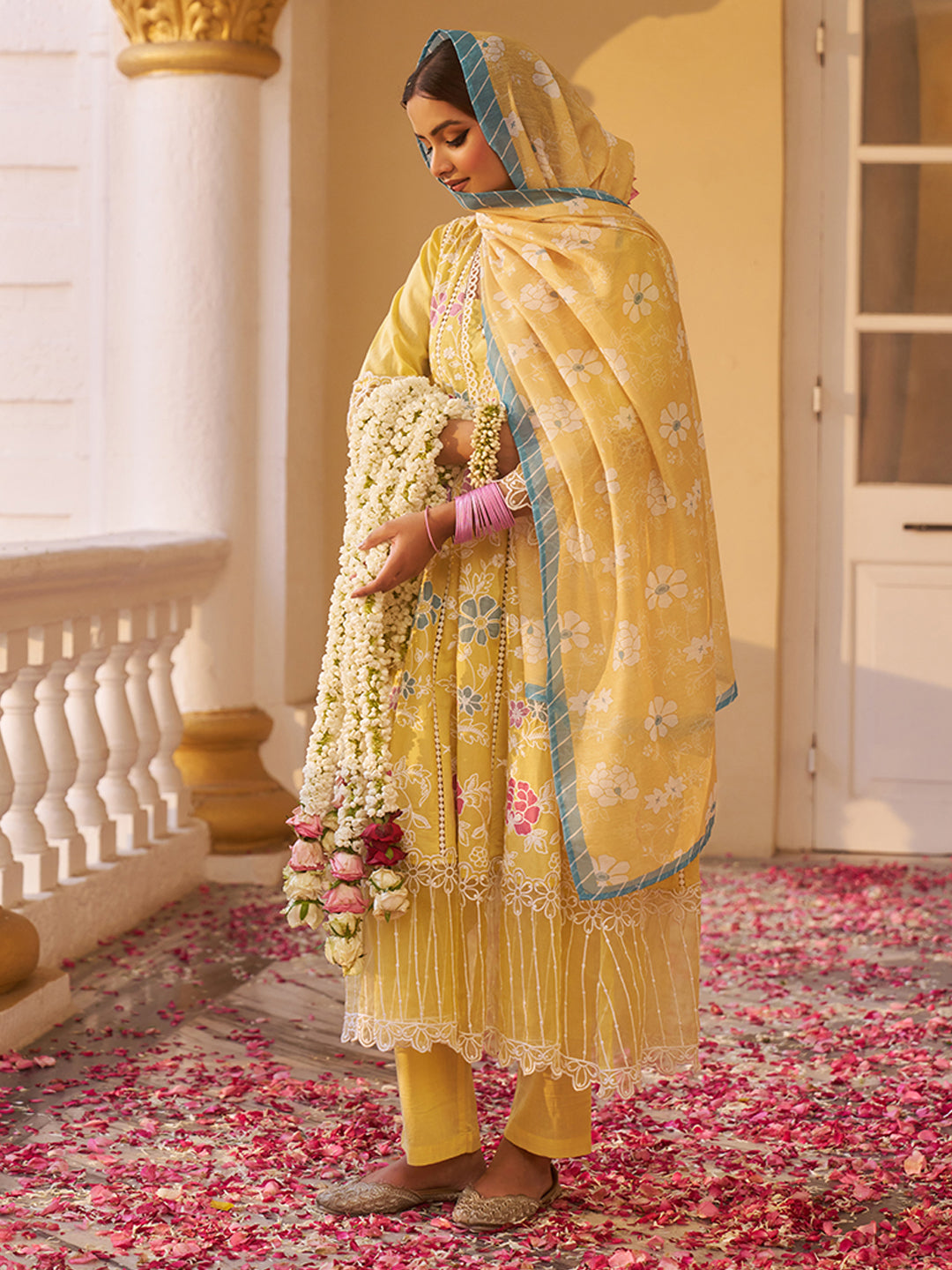 Yellow-Cotton-Floral-Embroidered-3-Piece-Kurta-Set
