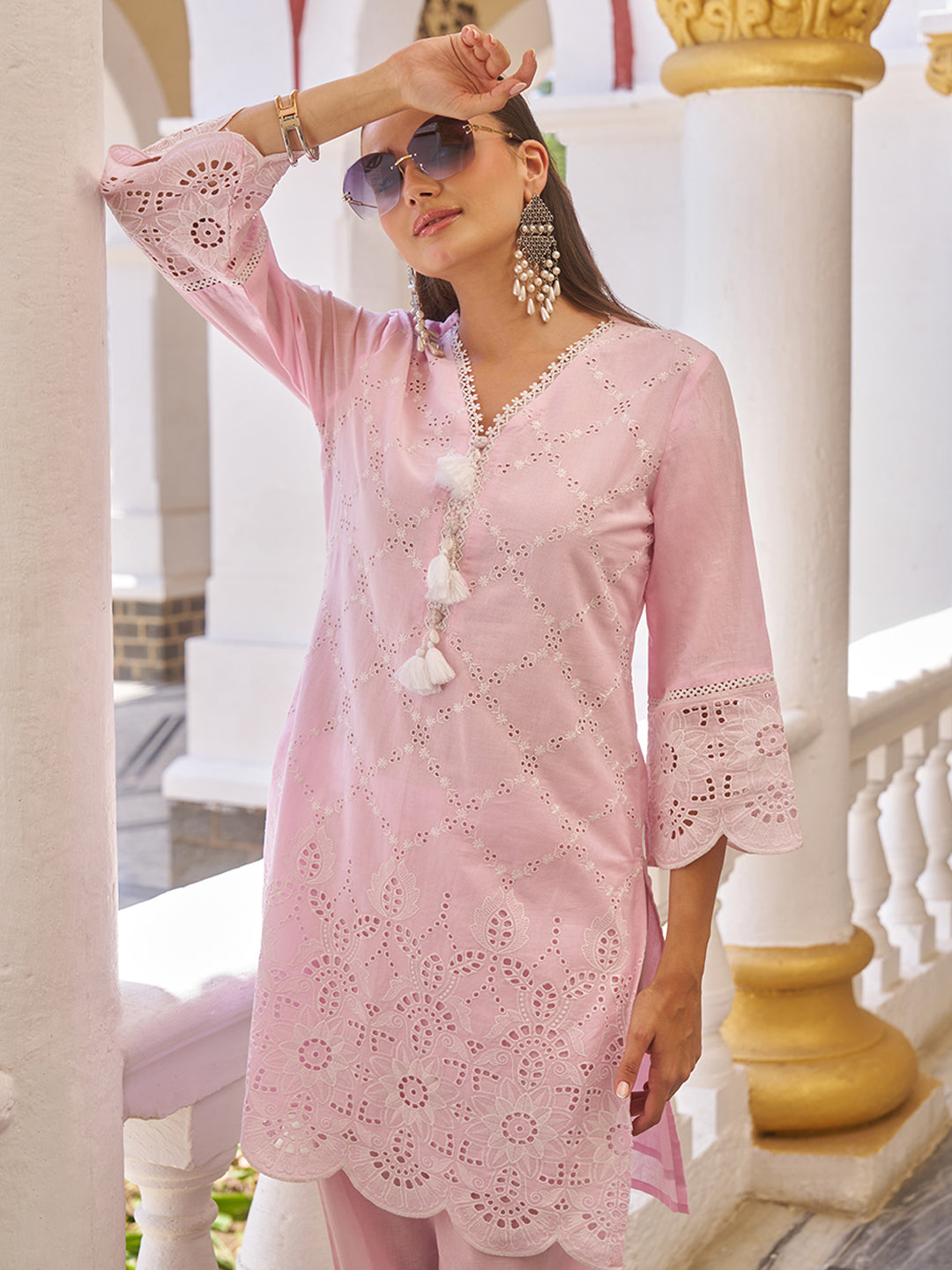 Pink-Cotton-Pastel-Schiffli-Co-Ord-Set