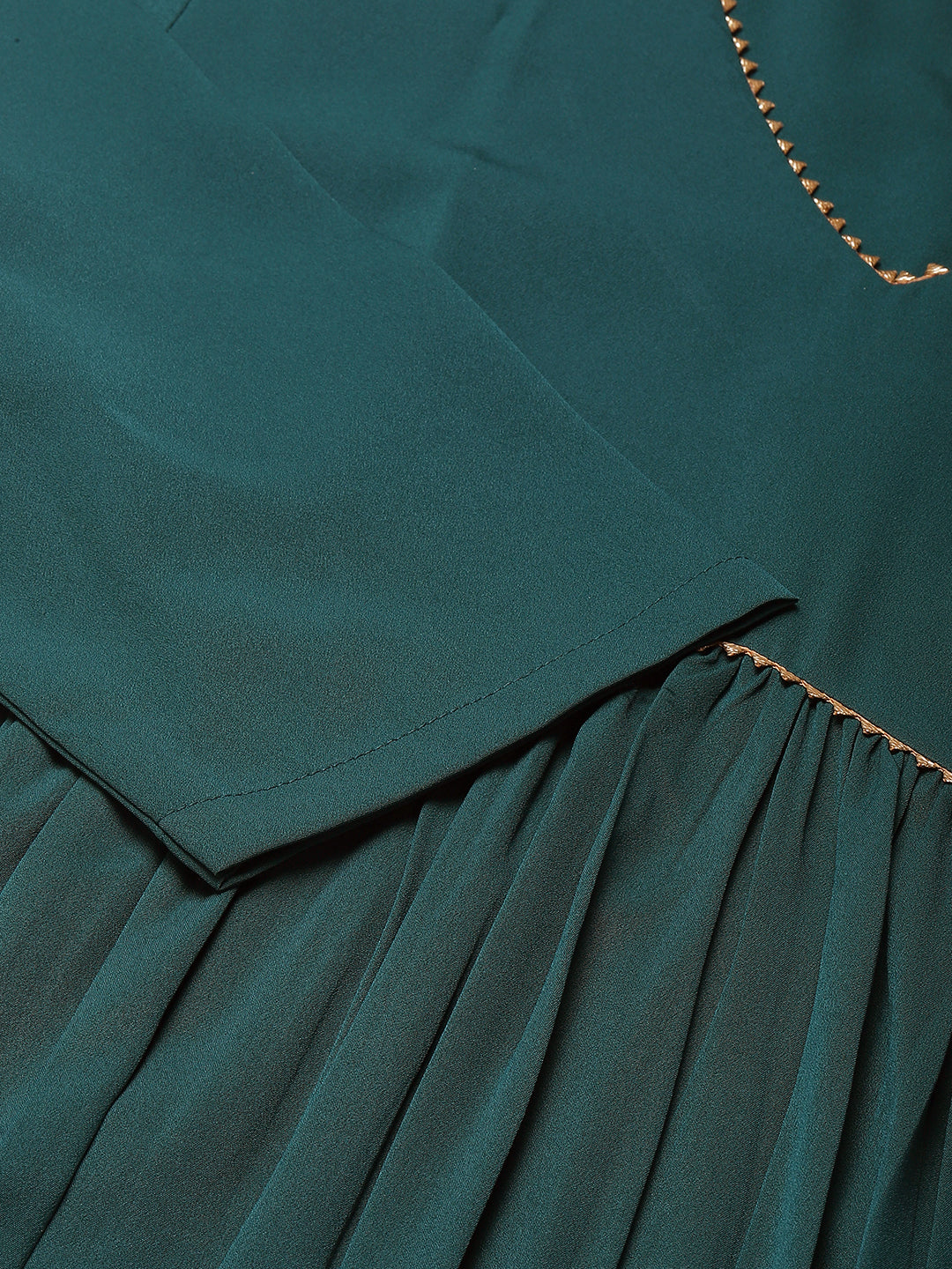 Teal-Green-Crepe-Gathered-Flared-3-Piece-Kurta-Set