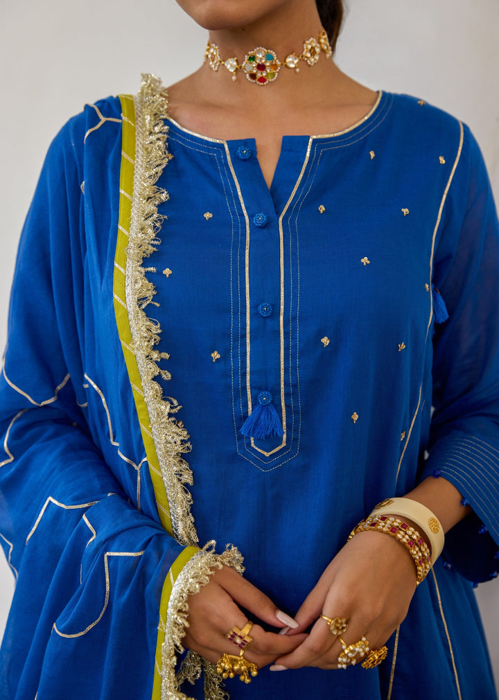Neer Blue Anti-Fit Farshi Shalwar Set