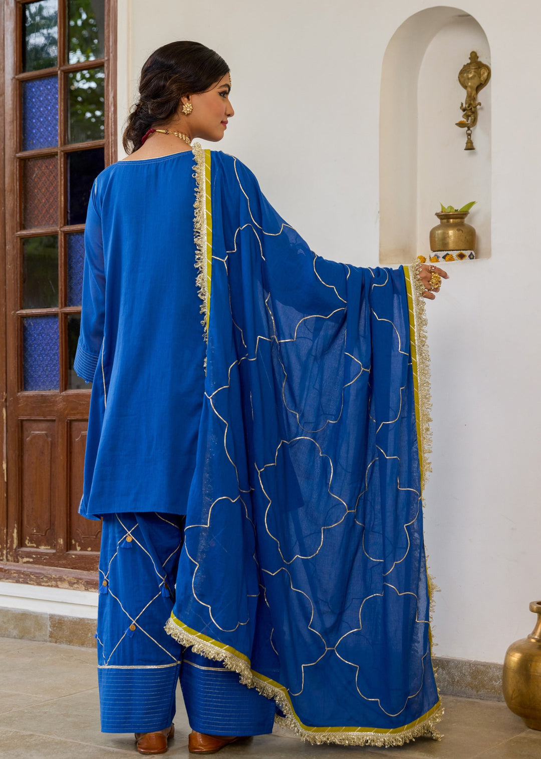 Neer Blue Anti-Fit Farshi Shalwar Set