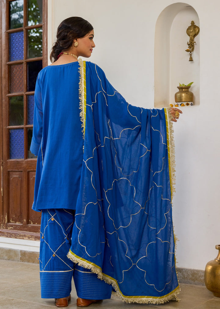 Neer Blue Anti-Fit Farshi Shalwar Set